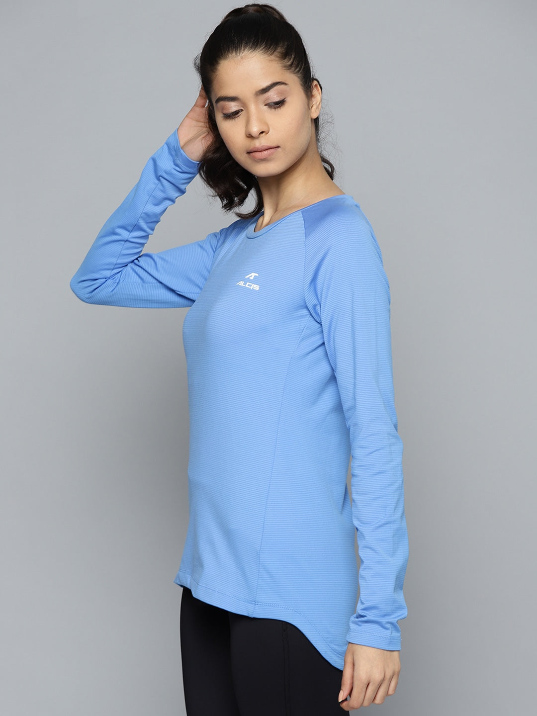 Alcis Women Blue Striped Sporty Sweatshirt