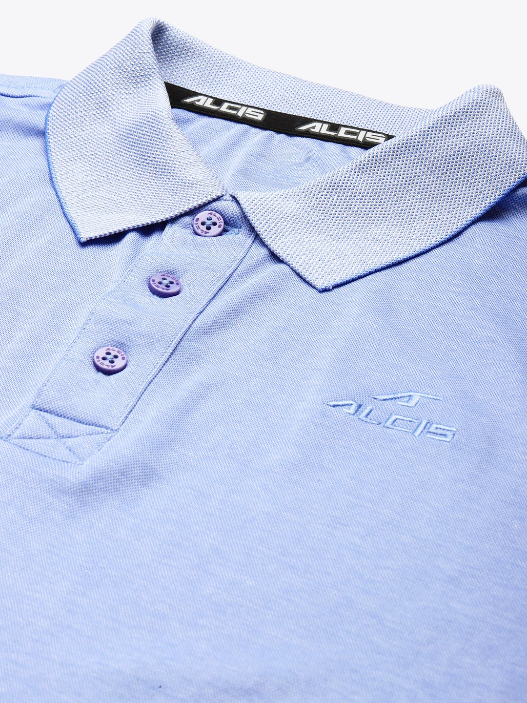 Alcis Men Blue Slim Fit Polo Collar T-shirt
