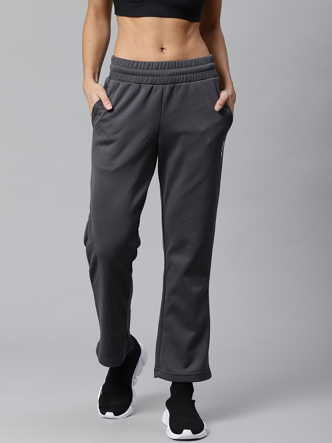 Alcis Women Charcoal Grey Solid Cropped Track Pants ALWSTPN02003-S
