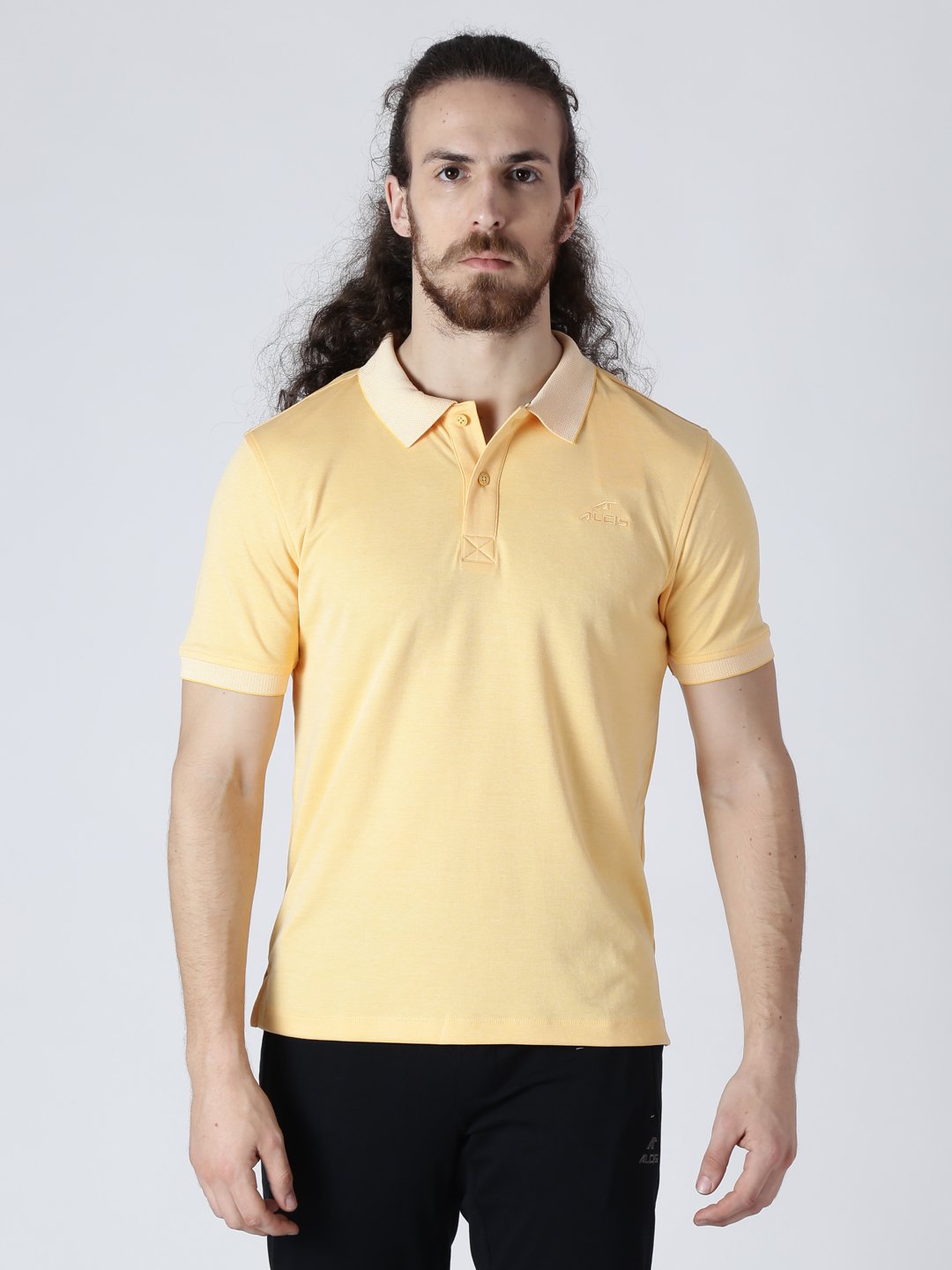 Alcis Men Yellow Solid Polo Collar Slim Fit T-shirt BMPO82606-S