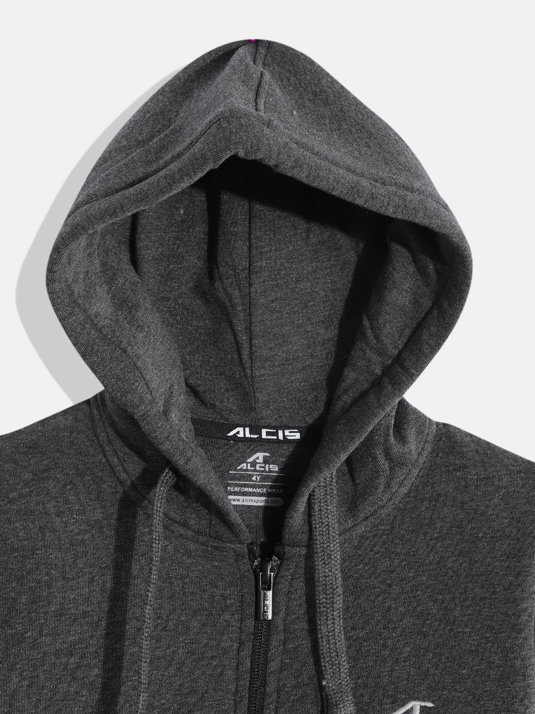 Alcis Boys Charcoal Grey Solid Hooded Sweatshirt