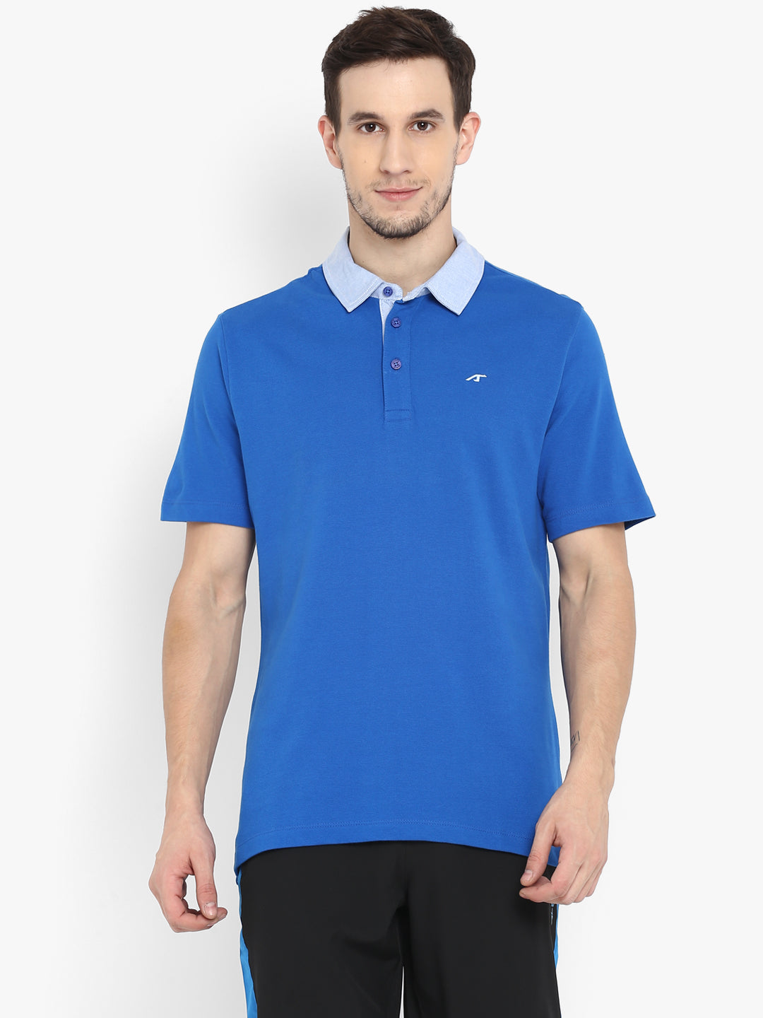ALCIS Men Solid Blue Polo T-Shirt