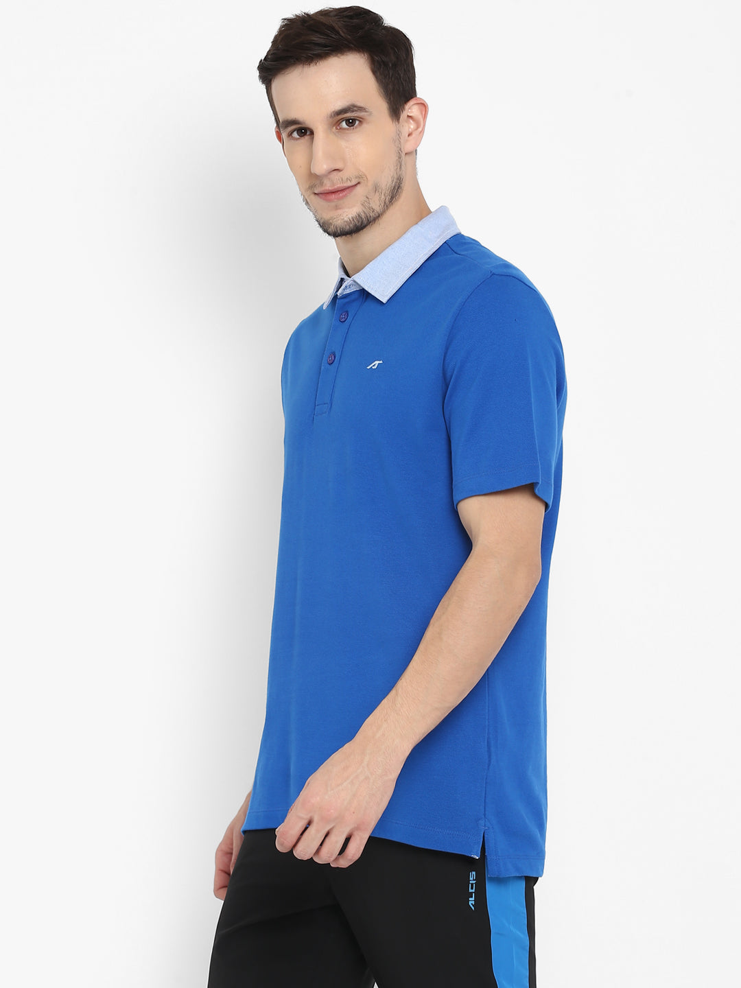 ALCIS Men Solid Blue Polo T-Shirt