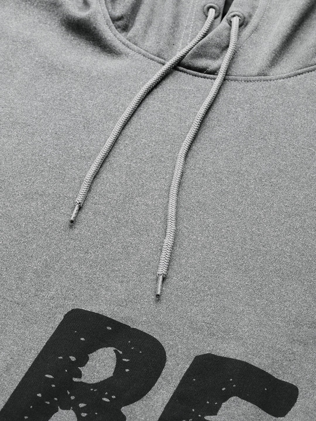 Alcis Men Grey & Black Placement Print Hooded Sweatshirt