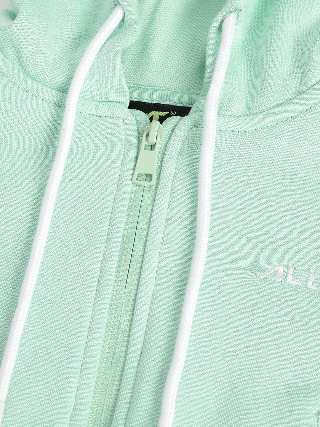 Alcis Girls Green Solid Hooded Sweatshirt