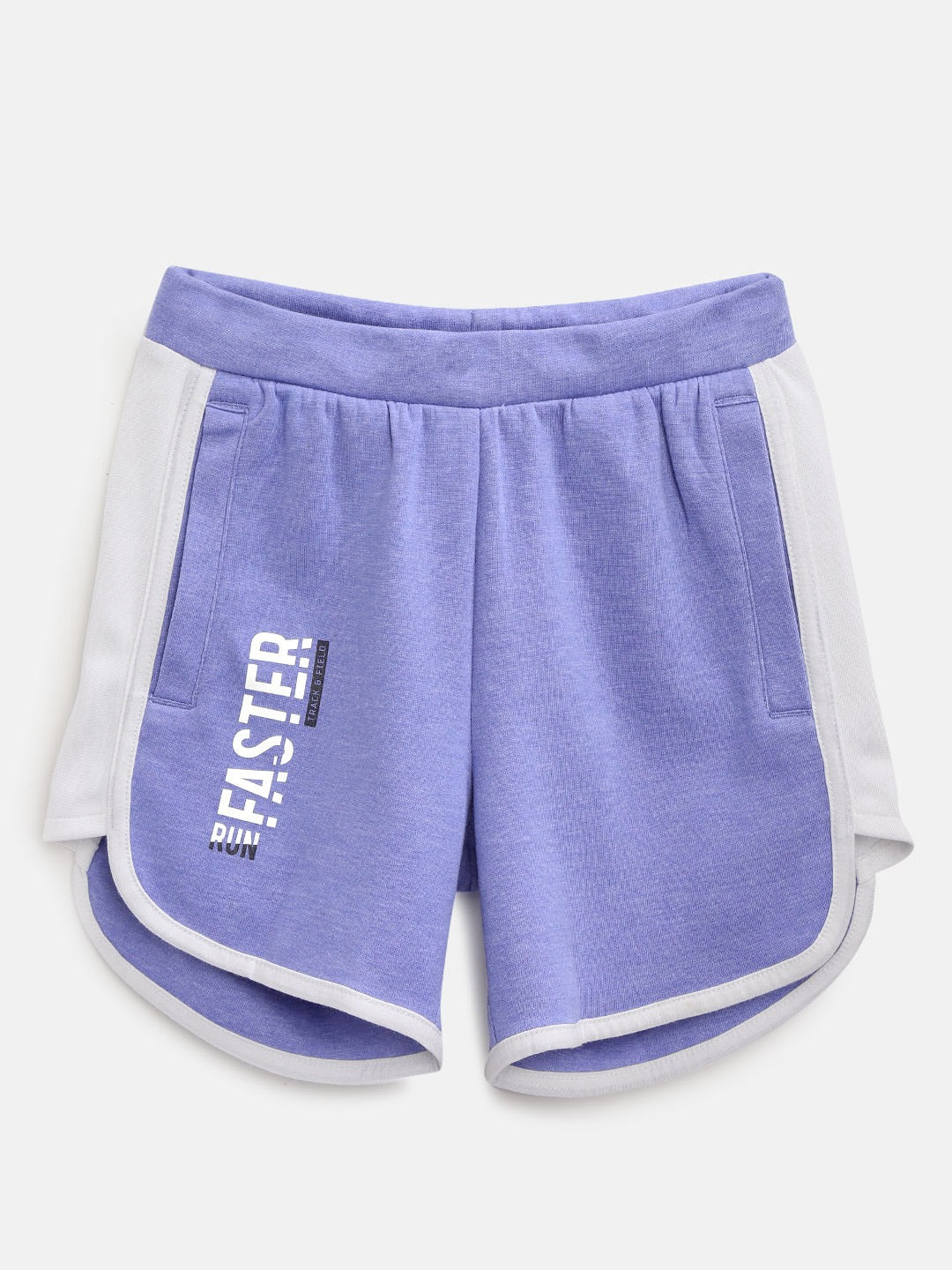 Alcis Girls Purple  White Printed Detail Regular Fit Running Shorts