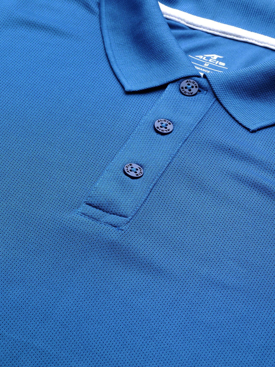 Alcis Men Solid Blue Polo Neck T Shirt