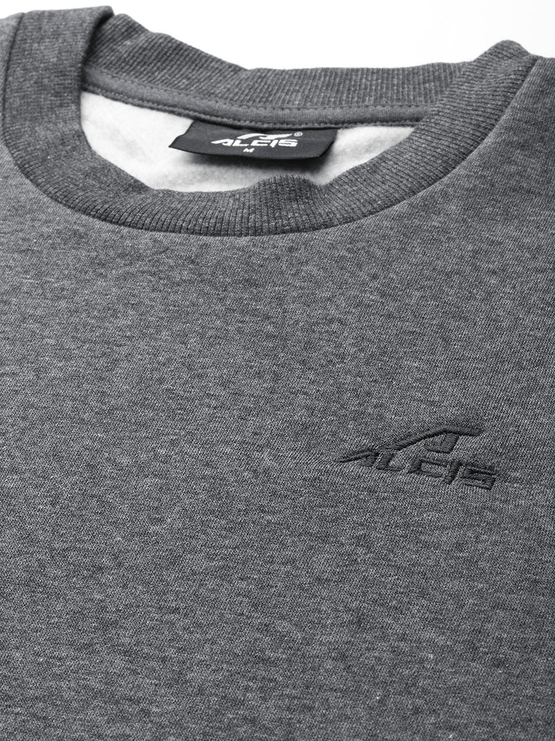 Alcis Men Charcoal Grey Solid Cotton Sweatshirt