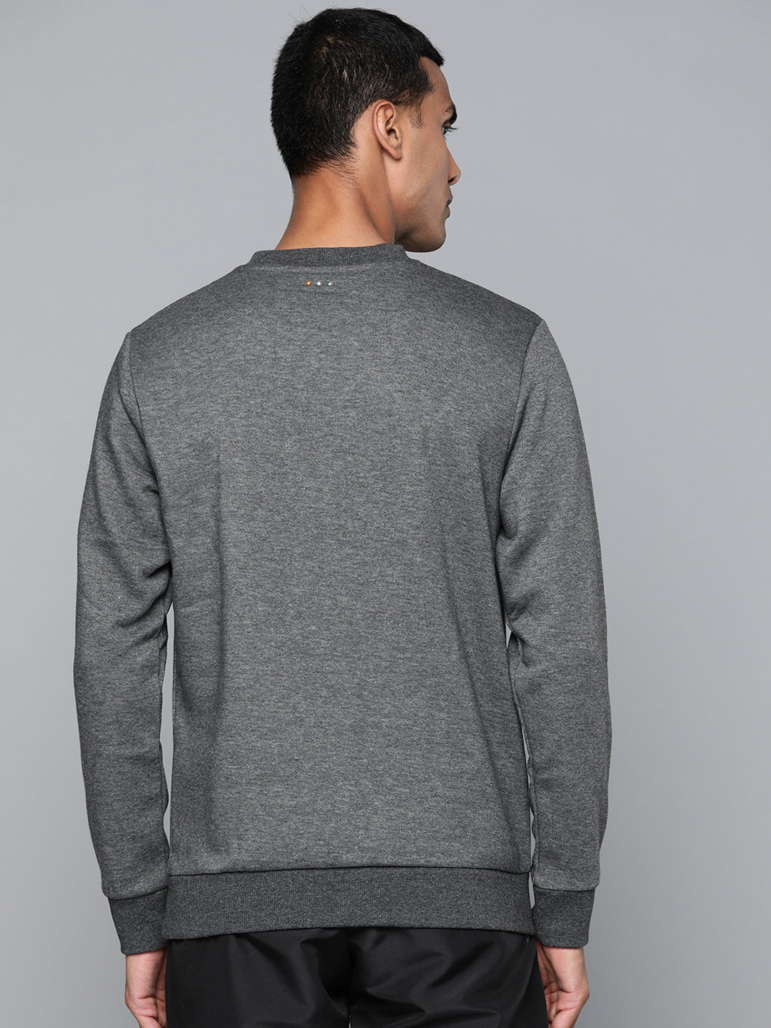 Alcis Men Charcoal Grey Solid Cotton Sweatshirt