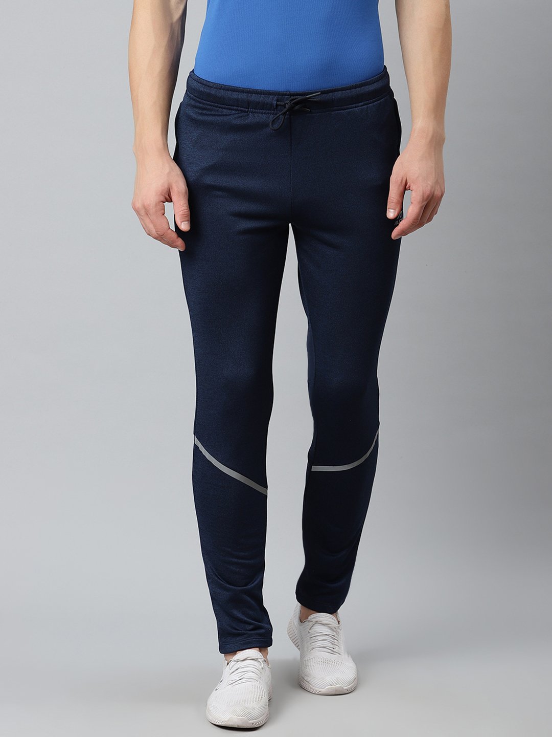 Alcis Men Navy Blue Solid Slim Fit Mid-Rise Track Pants