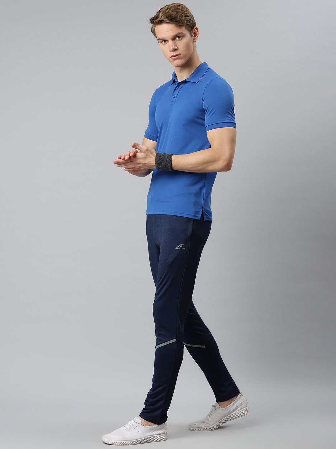 Alcis Men Navy Blue Solid Slim Fit Mid-Rise Track Pants