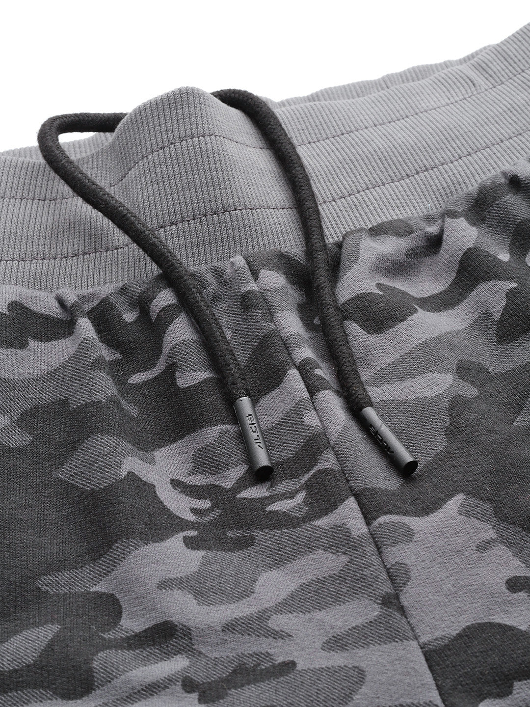 Alcis Men Grey & Black Camouflage Printed Joggers