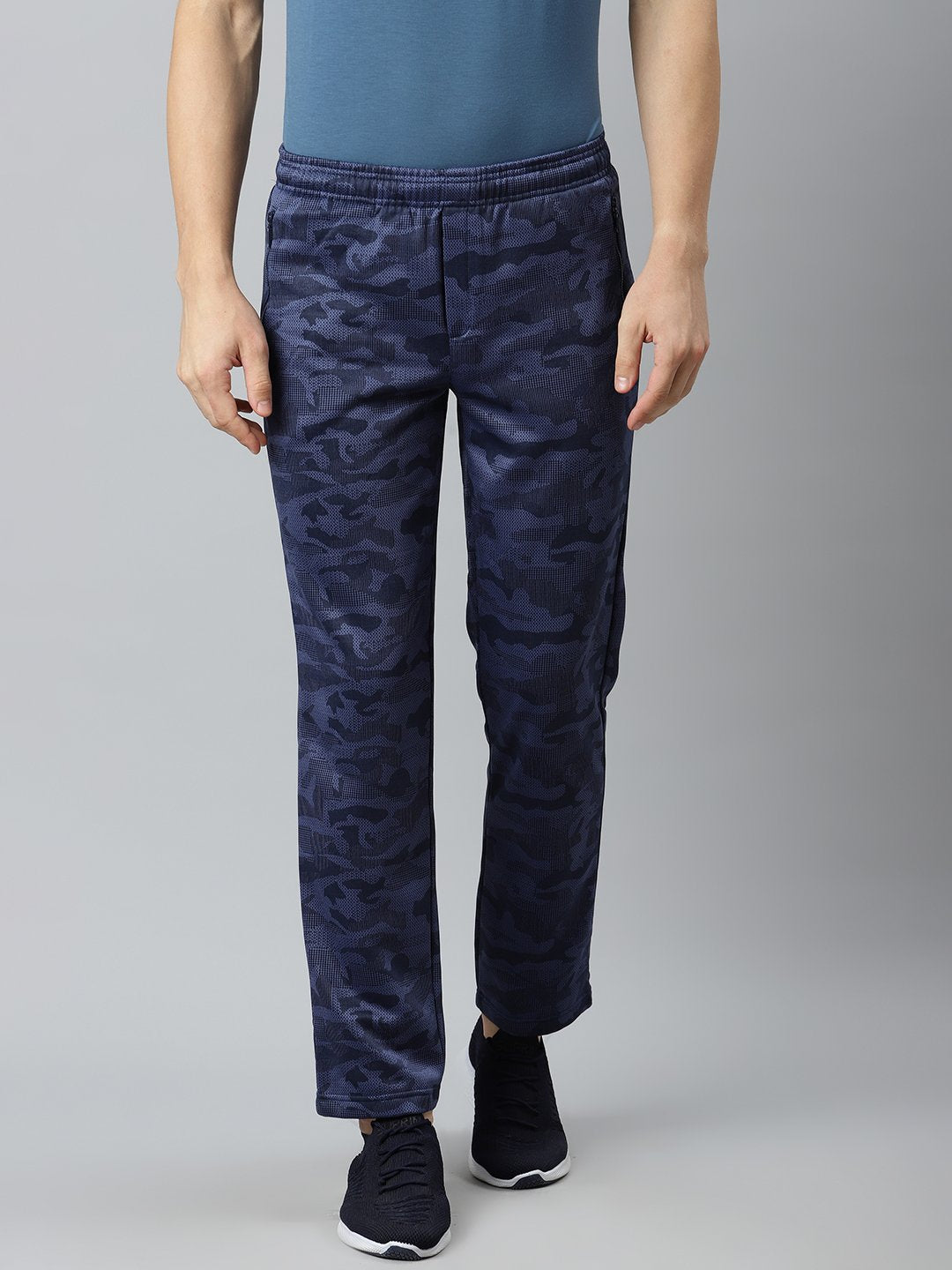 Alcis Men Navy Blue Printed Solid Track Pants