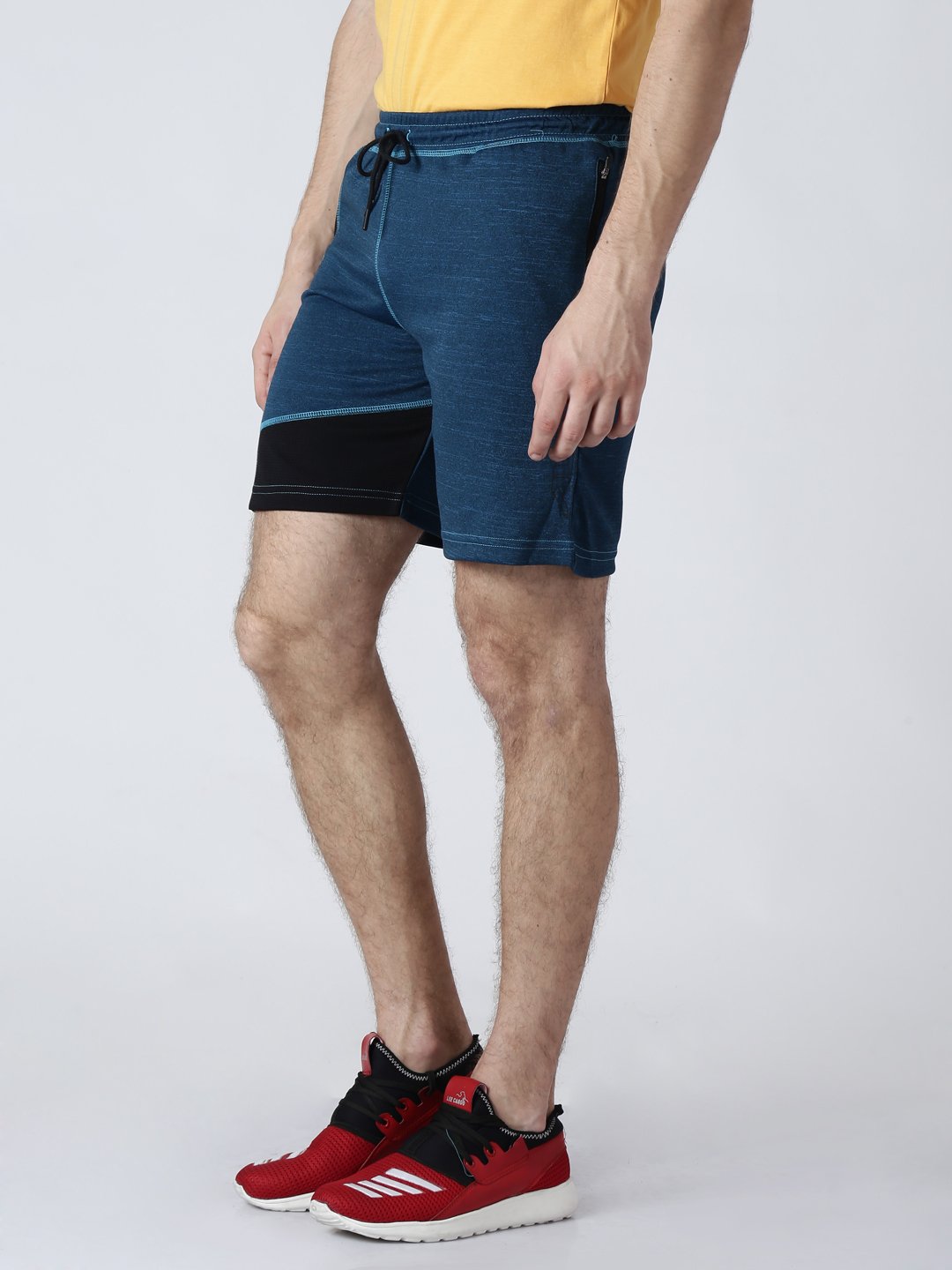Alcis Men Blue Printed Slim Fit Sports Shorts