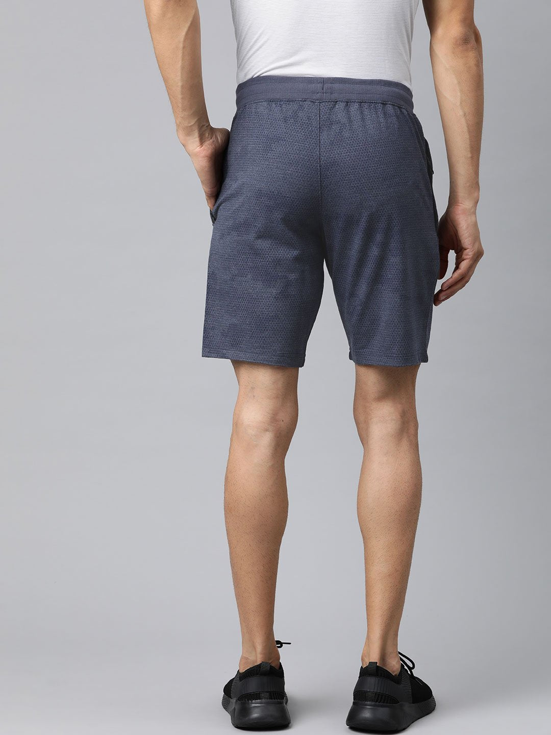 Alcis Men Navy Blue Printed Slim Fit Mid-Rise Sports Shorts