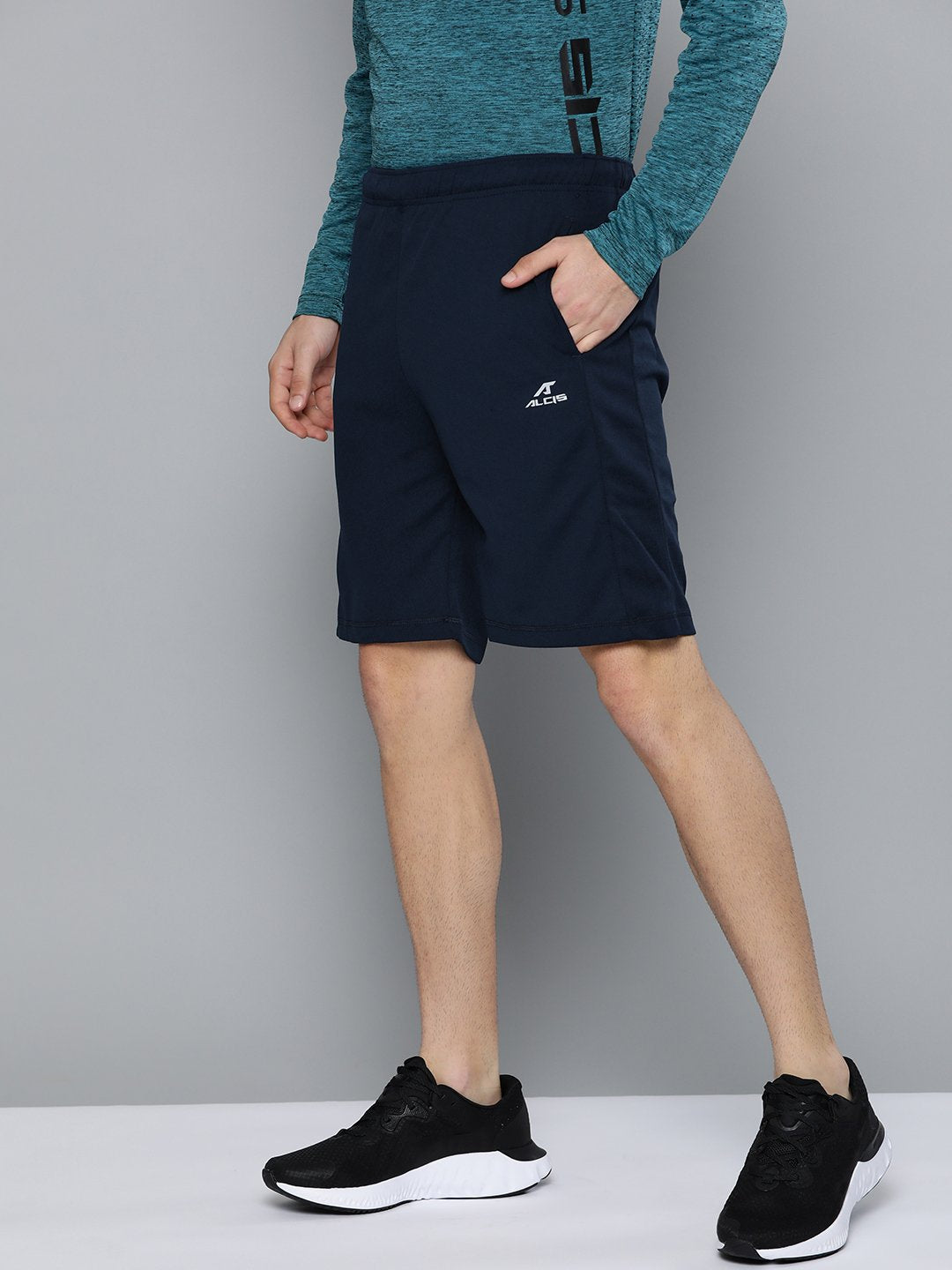 Alcis Men Navy Blue Slim Fit Mid-Rise Regular Shorts