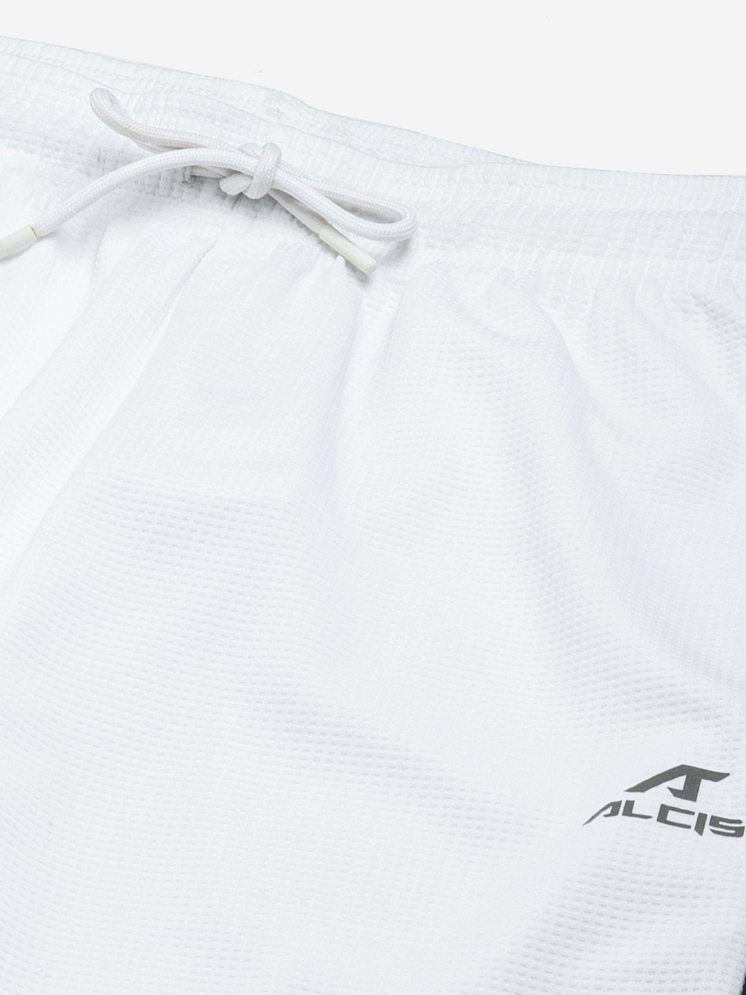 Alcis Men White  Black Solid Slim Fit Mid-Rise Sports Shorts