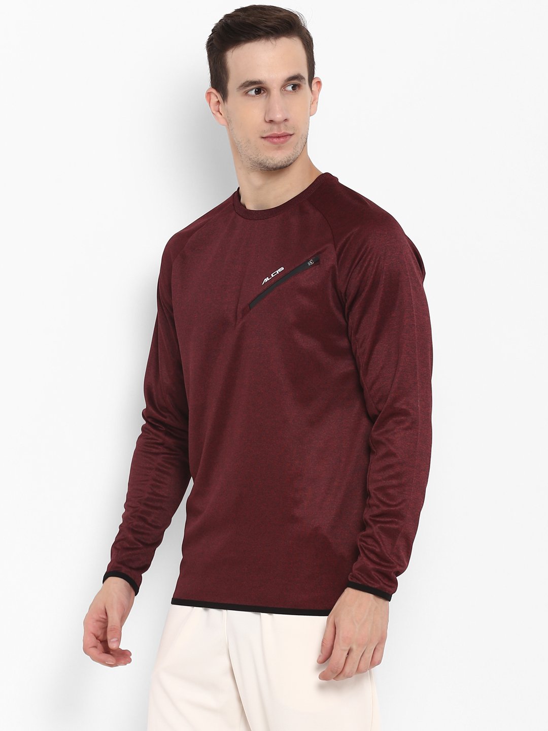 Maroon Self Design Sweatshirt