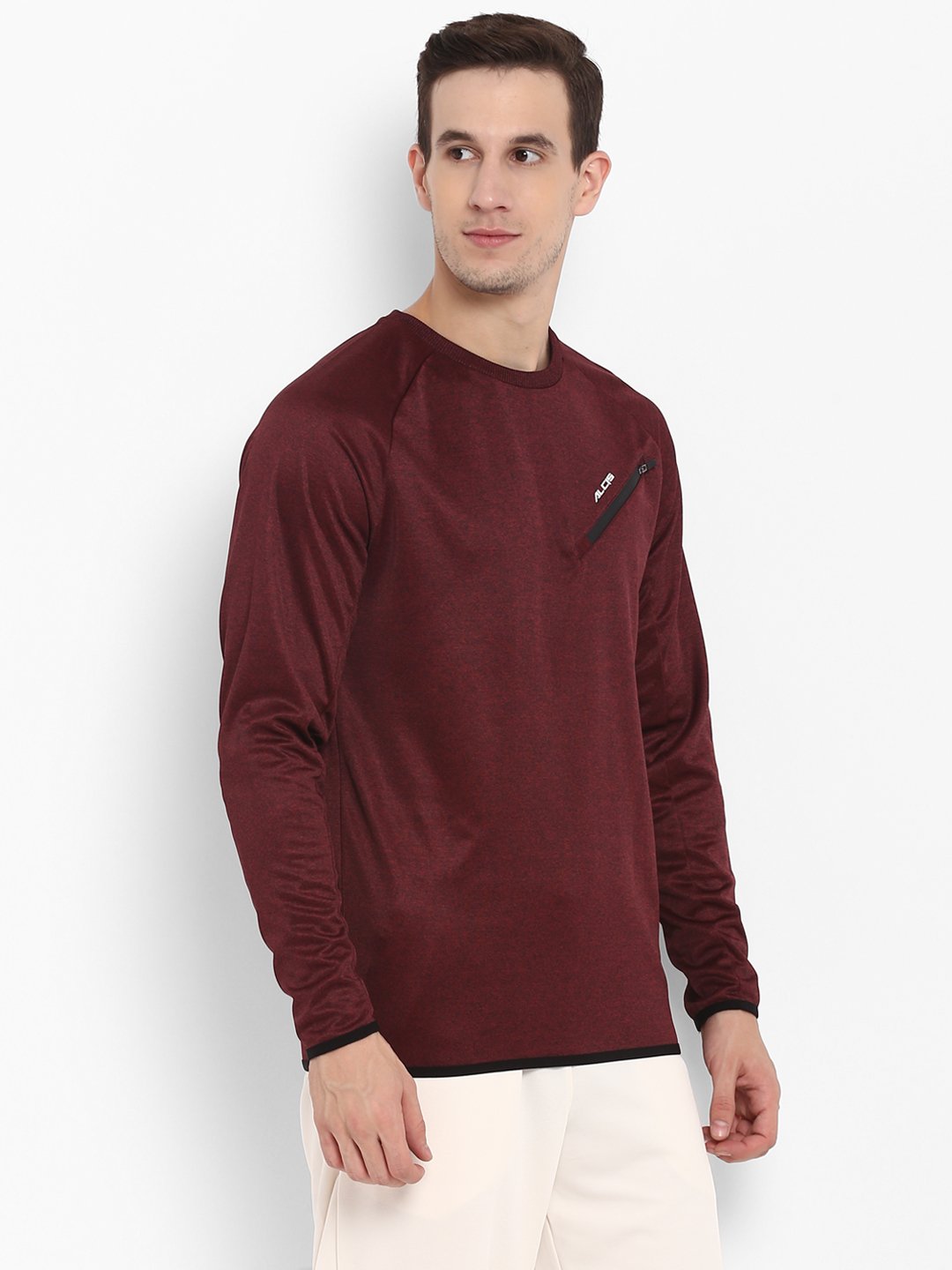 Maroon Self Design Sweatshirt