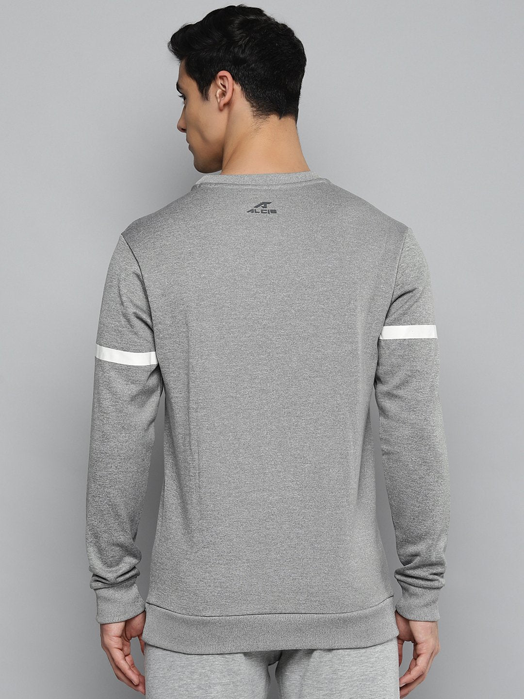 Alcis Men Grey Melange & White Typography Printed Sweatshirt