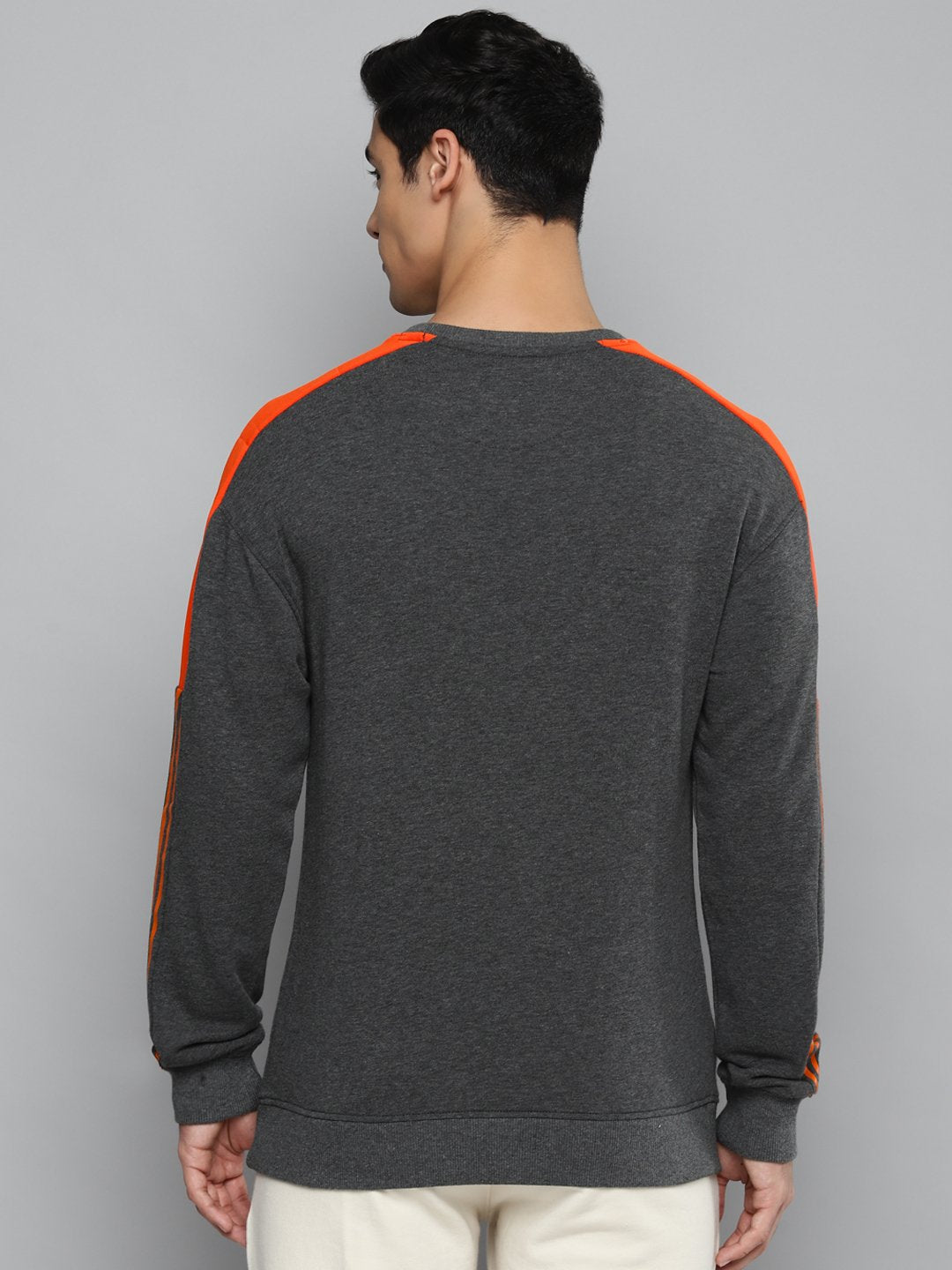 Alcis Men Charcoal Grey & White Typography Printed Cotton Sweatshirt