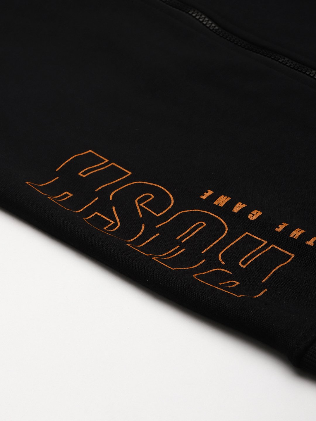 Alcis Men Black Solid Hooded Sweatshirt with Printed Details