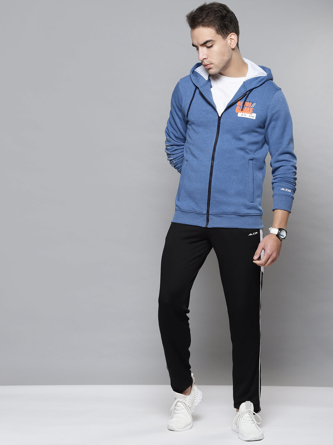 Alcis Men Blue Typography Cotton Sporty Jacket