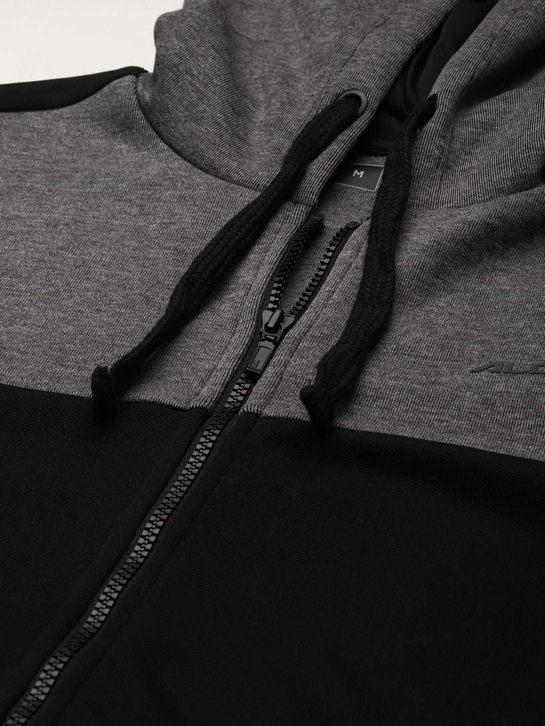 Alcis Men Black & Charcoal Grey Colourblocked Hooded Sweatshirt