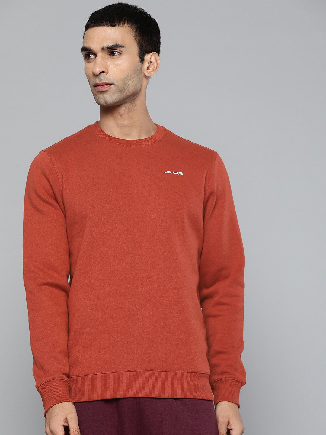 Alcis Men Solid Rust Sweatshirts