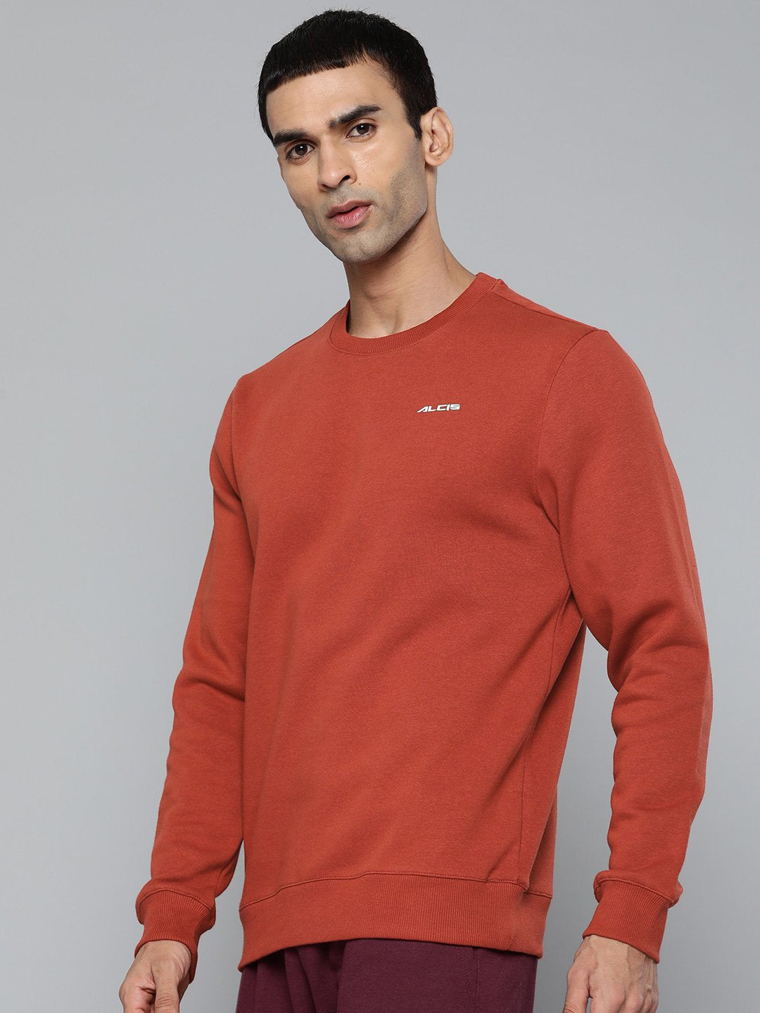 Alcis Men Solid Rust Sweatshirts