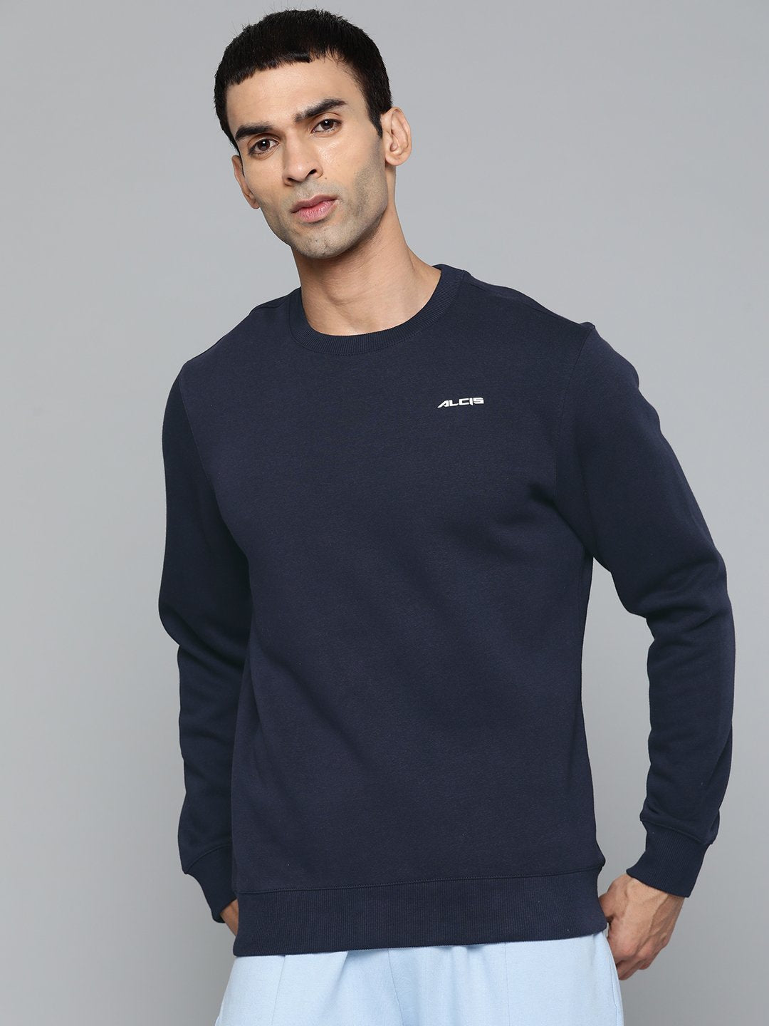 Alcis Men Solid Navy Blue Sweatshirts