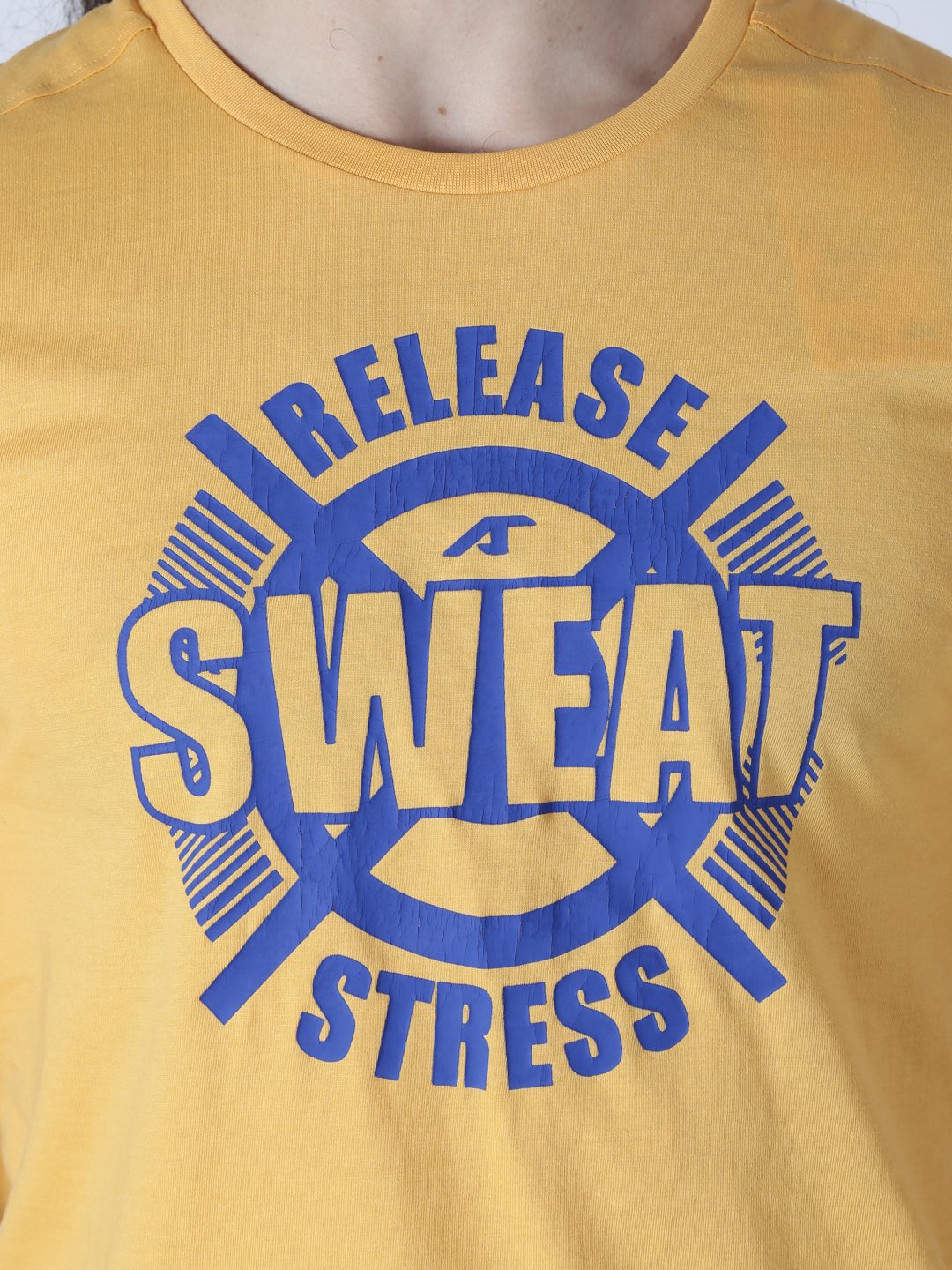 Alcis Mens Printed Sweat Yellow T-Shirt-S-Yellow