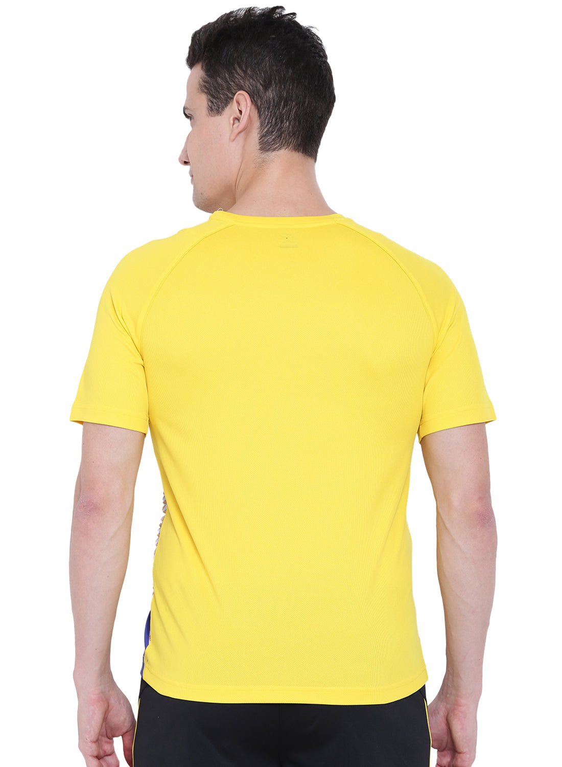 ALCIS Men Self Design Yellow Tee T-Shirt