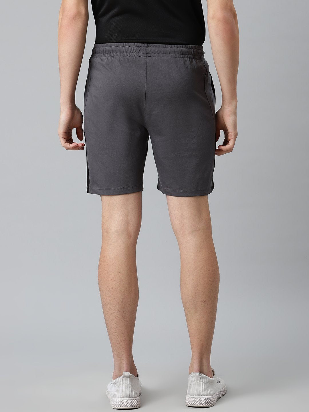 Alcis Men Charcoal Grey Solid Sports Shorts