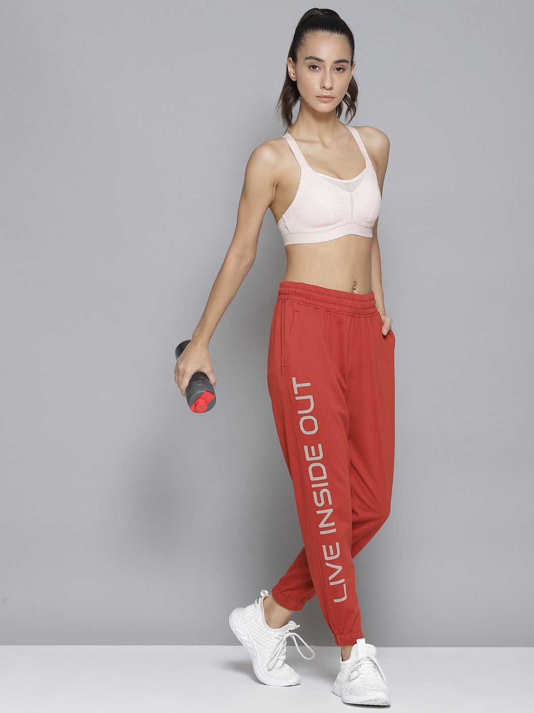 Alcis Women Red Printed Slim-Fit Joggers