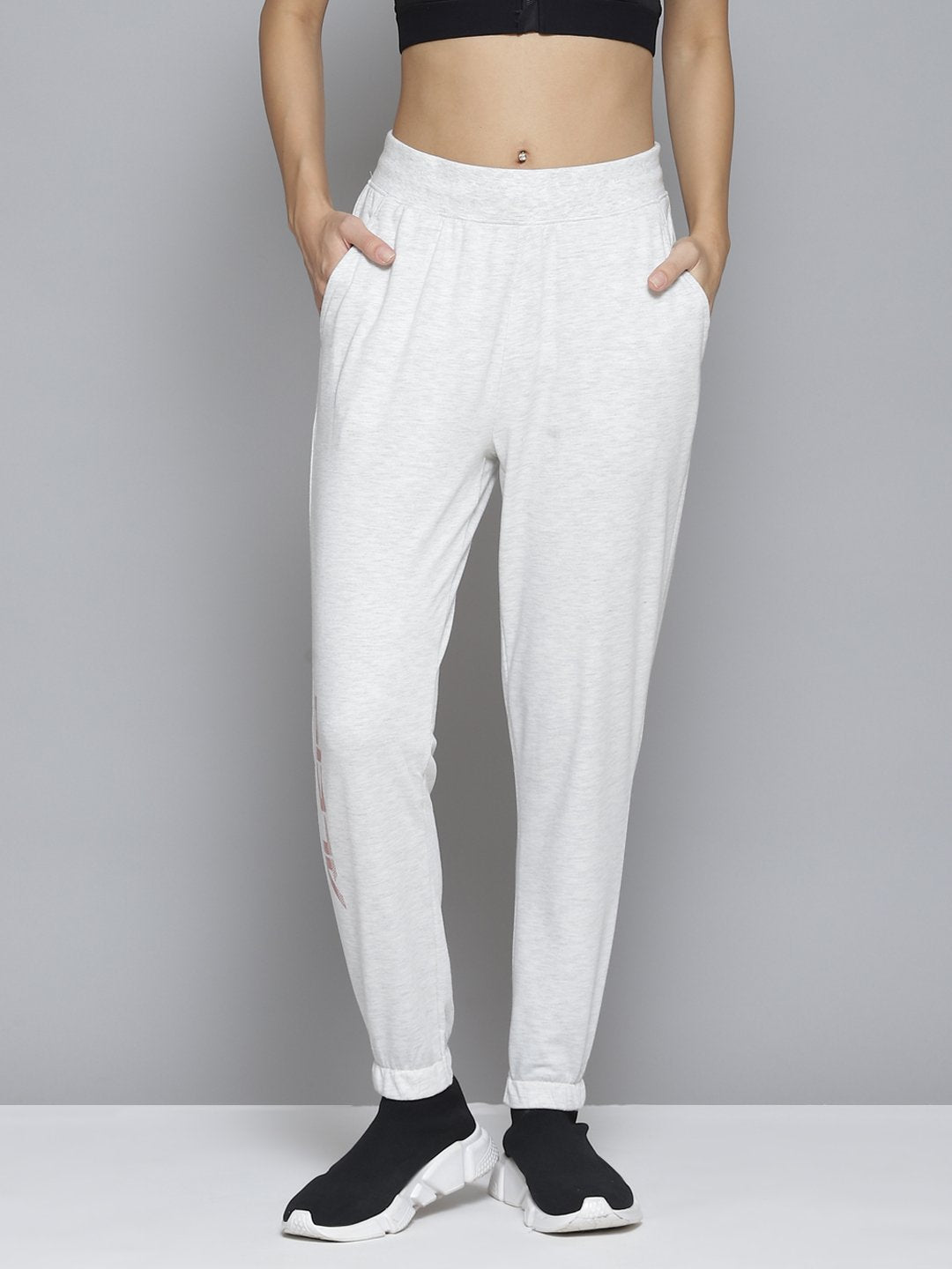Alcis Women White Solid Slim-Fit Joggers