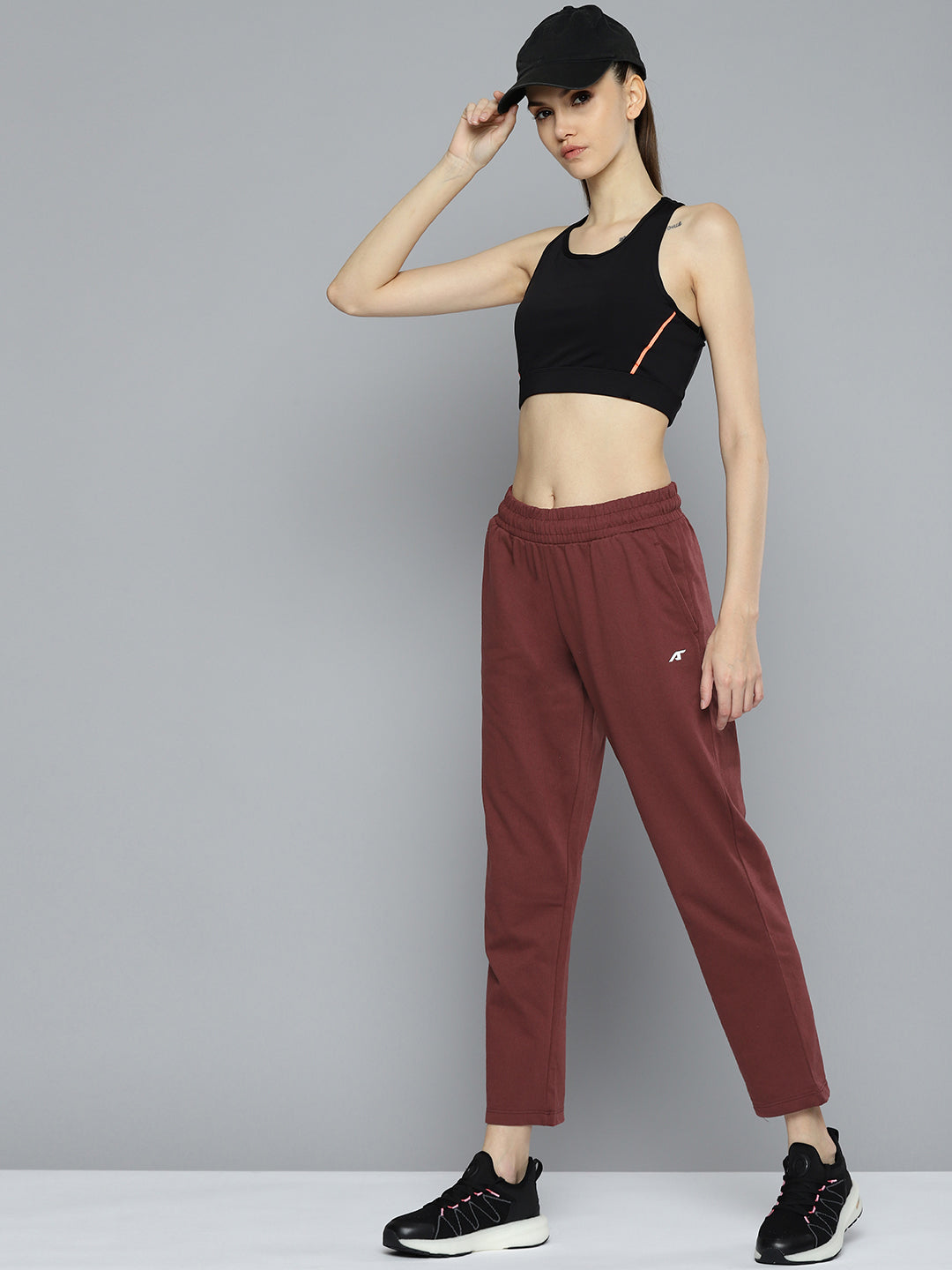 Alcis Women Maroon Solid Track Pant