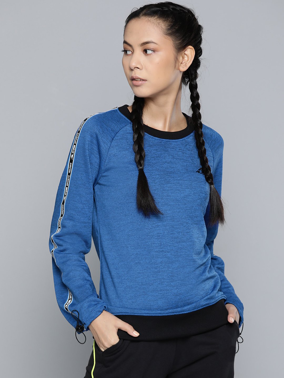 Alcis Women Blue Melange Effect Training Sweatshirt