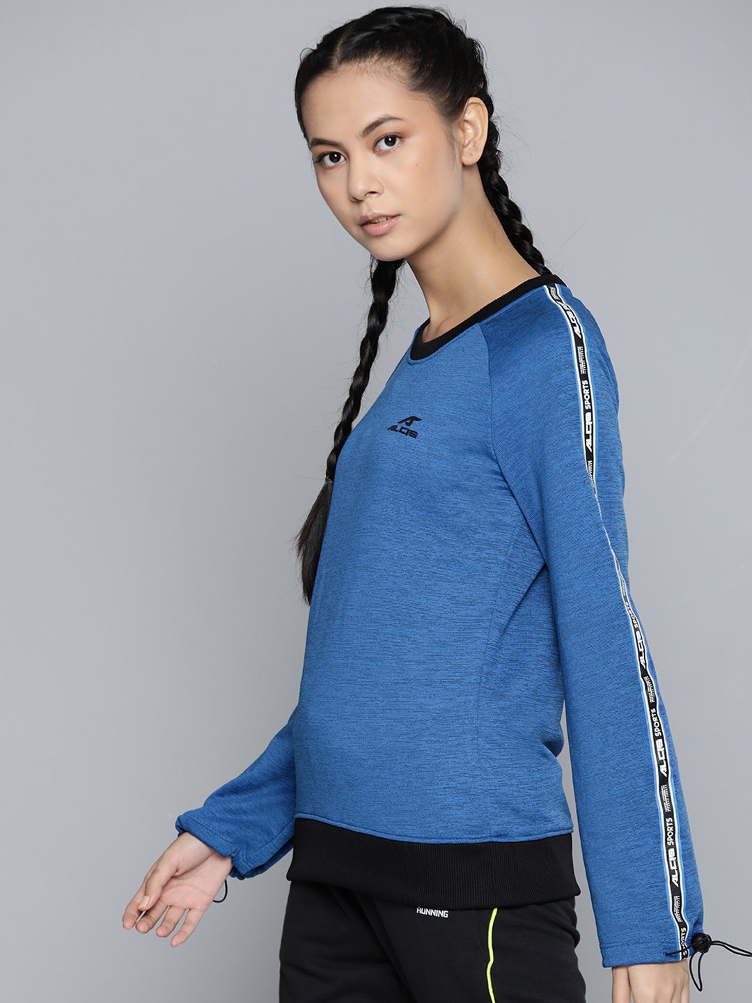 Alcis Women Blue Melange Effect Training Sweatshirt