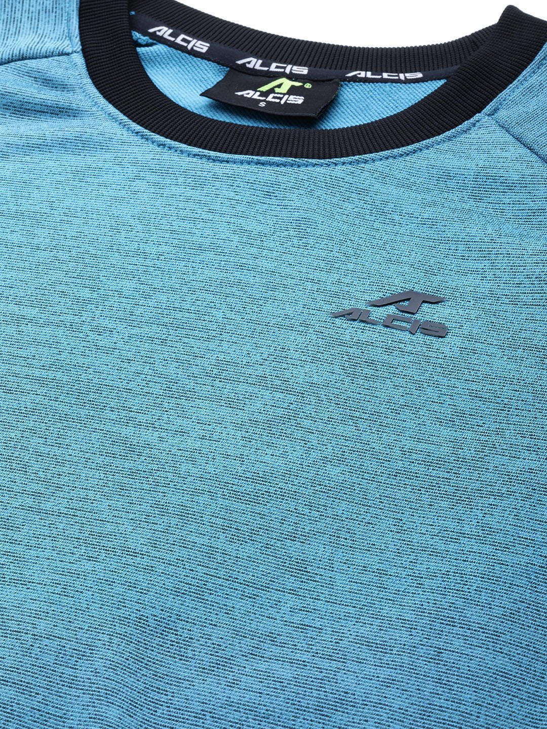 Alcis Women Teal Blue  Black Self-Design Sweatshirt