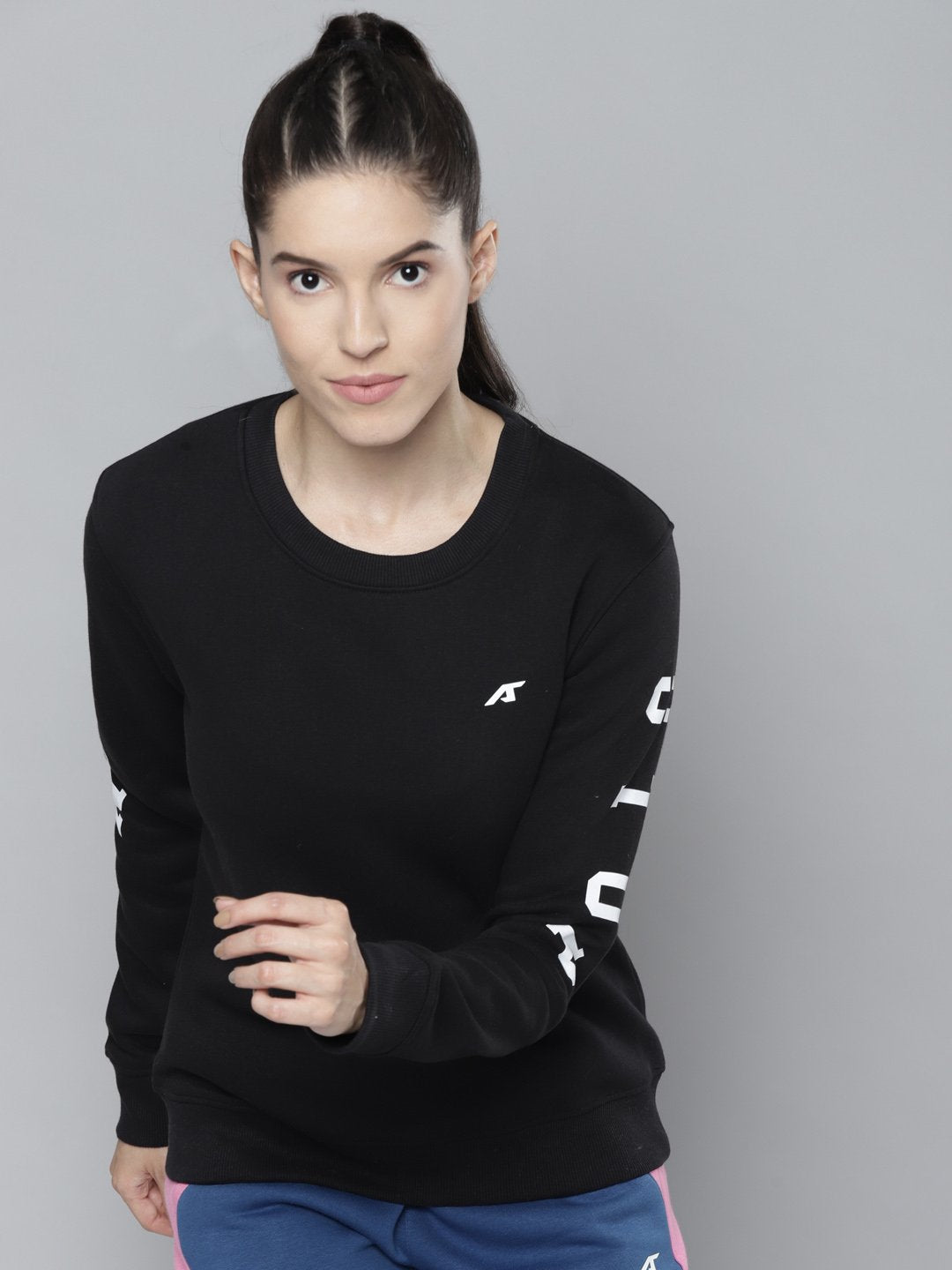 Alcis Women Printed Black Sweatshirts