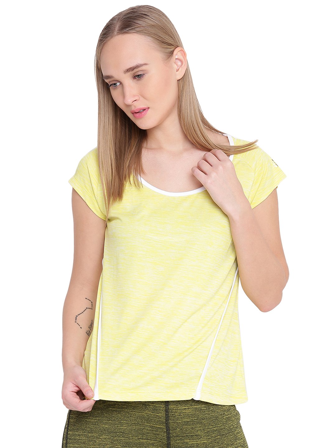 Alcis Women Solid Yellow Tshirts