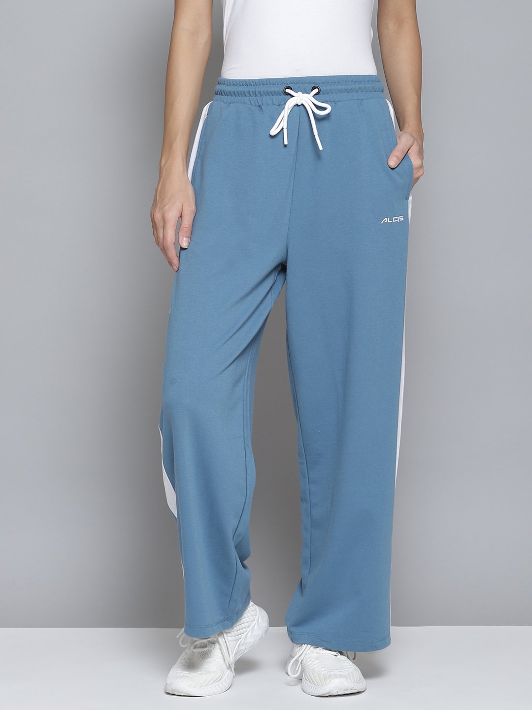 Alcis Women Blue & White Striped Relaxed Fit Joggers