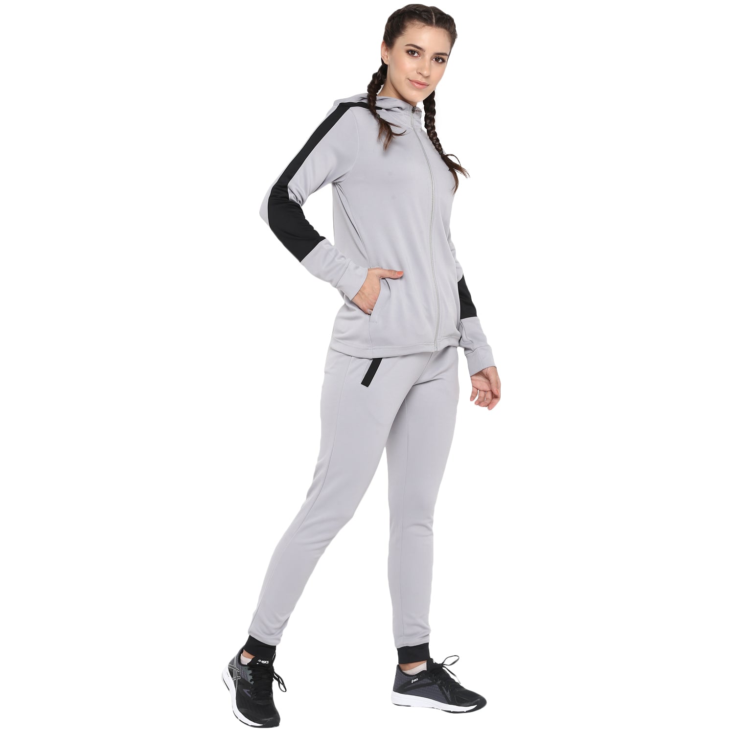 Alcis Women Solid Grey Track Suit
