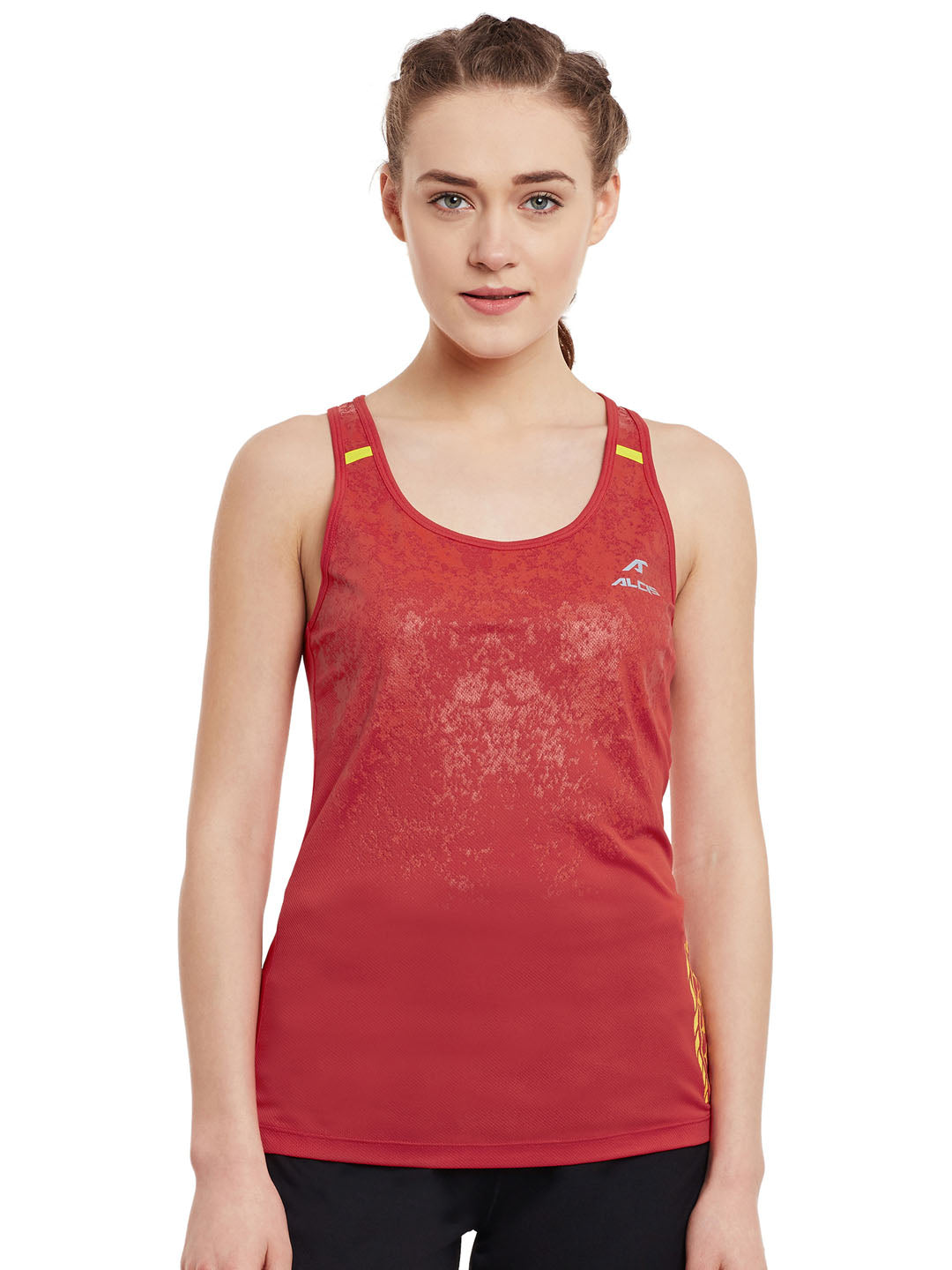 Alcis Red Graphic Running Tank AKRUWSL0800229-S