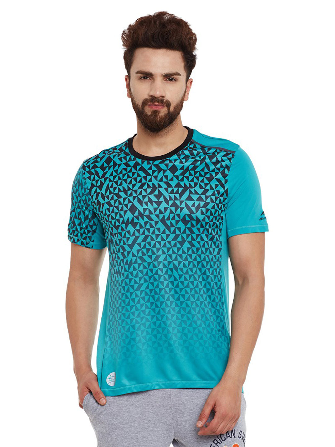 Alcis Men Blue Printed Round Neck Tennis Club T-shirt AKTNMTE0310078-S