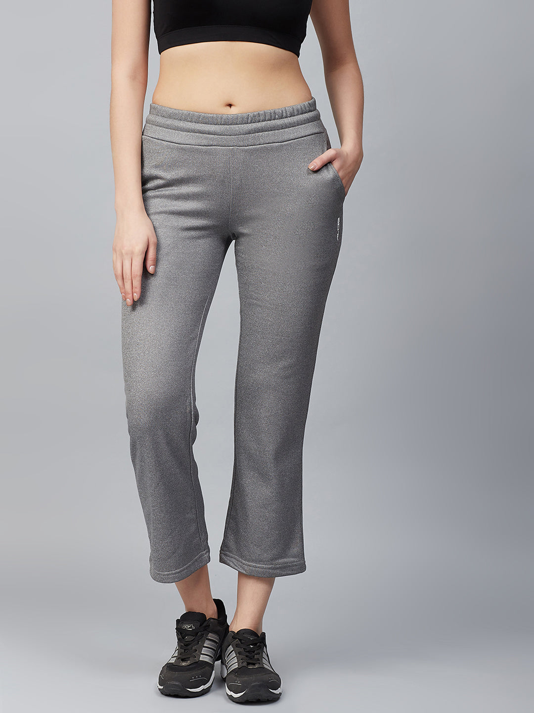 Alcis Women Grey Solid Cropped Track Pants ALWSTPN02002-S