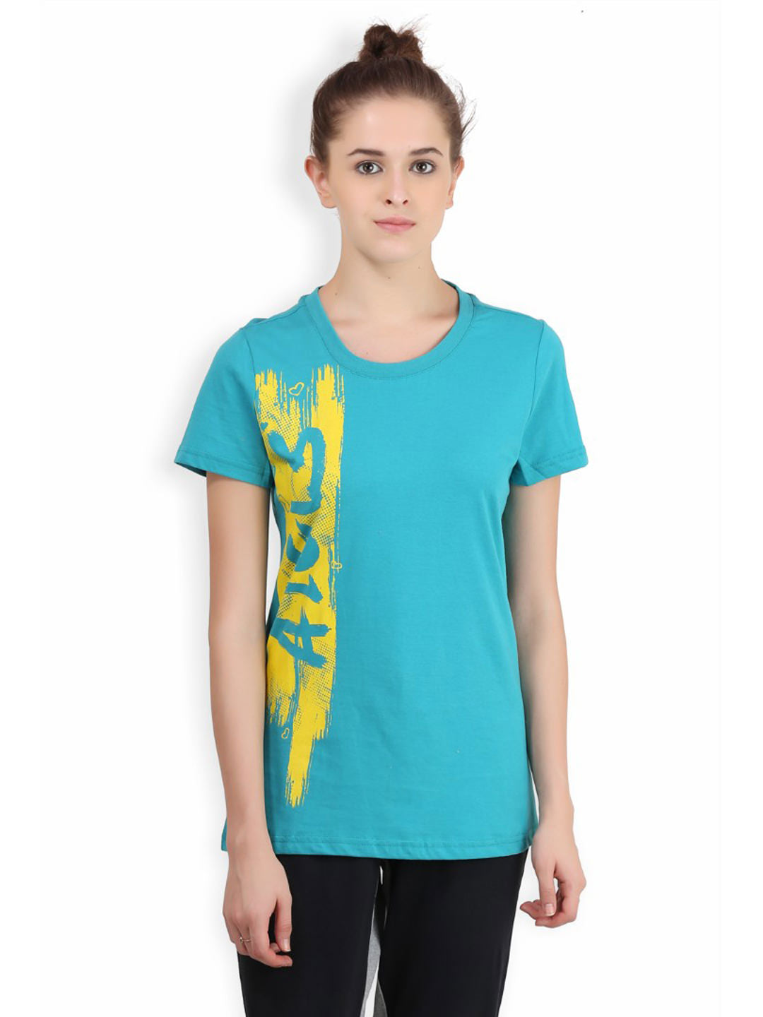 Alcis Women Solid Teal Tshirts ALWTS003018-XS