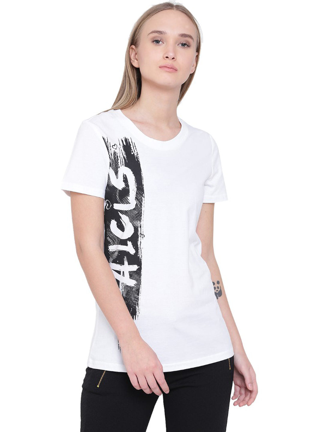 Alcis Core Print White Round Neck T Shirt ALWTS003019-XS