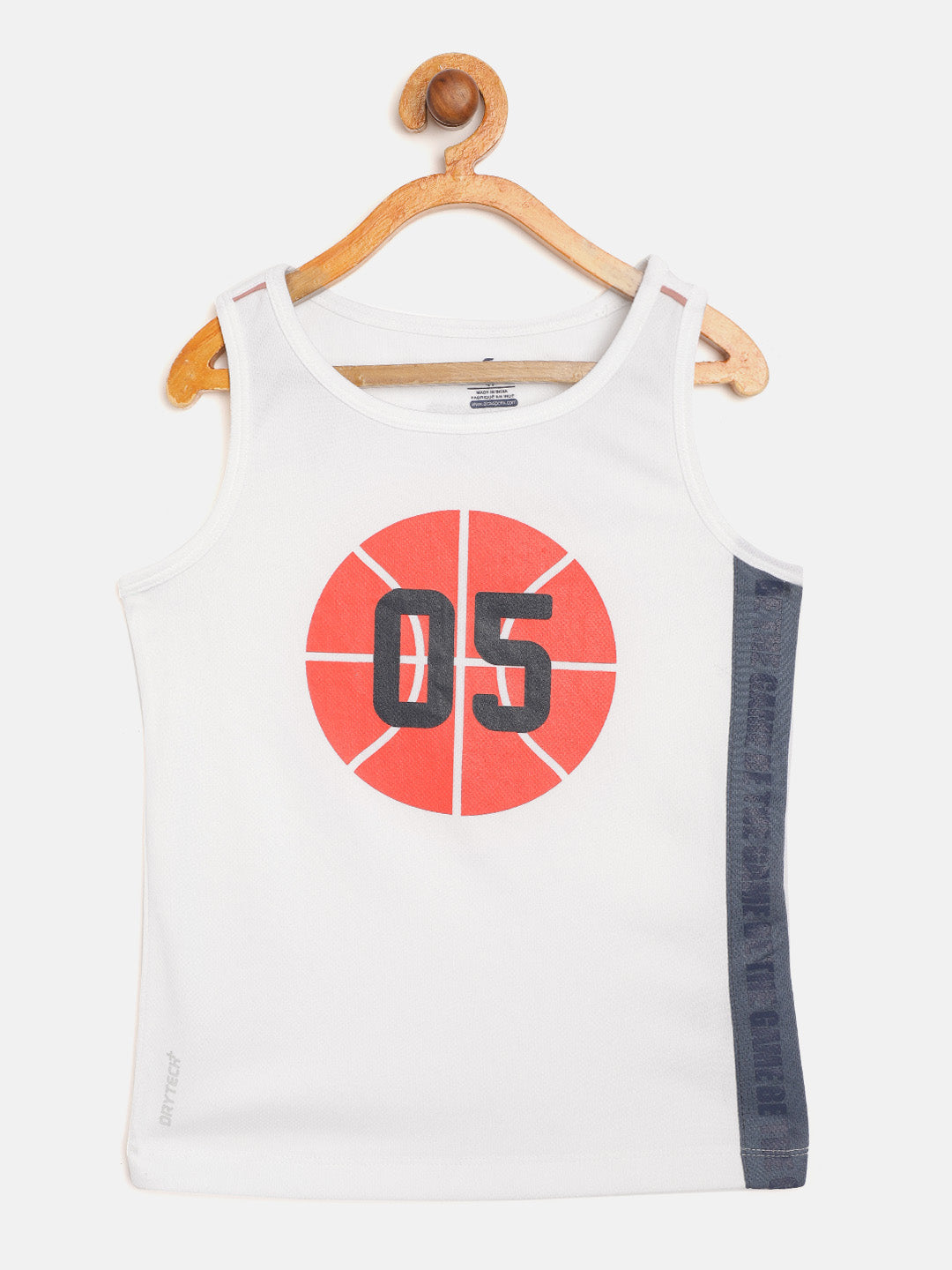 Alcis Boys White & Red Varsity Print Sleeveless T-shirt BAS20T701010-4Y